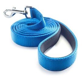 Dutchy Brand Ultra Strong Heavy Duty Blue Nylon 6 FT Dog Leash with Padded Comfort Grip Handle - Preferred by Professional Trainers for Everyday Use and Walk/Pull Training