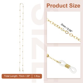 PATIKIL Eye Glasses Holders Around Neck, Light Gold Metal Bead Eyeglasses Strap Fashion Stylish Beaded Lanyard Glasses Chain for Women Sunglasses Old Lady Glass, 1 Pcs