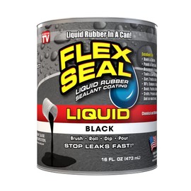 Flex Seal Liquid, Rubber Coating Sealant, Waterproof, Flexible, Breathable, and UV Resistant, Roof Repair, Basements, RV, Campers, Trailers, Marine, EPDM, Masonry, Black, 16 oz