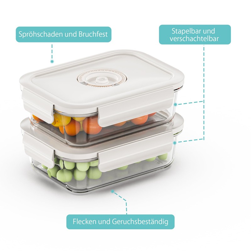 Annalocker 3 Pack Glass Meal Prep Containers with Date Tracker