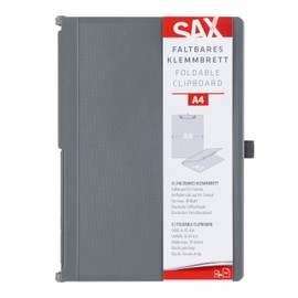 SAX A4 to A5 Folding Clipboard Clipboard - Portrait & Landscape - Ideal for Travel & Business - Holds 30 Sheets - Includes Elastic Closure Strap and Pen Loop - Durable & Shockproof