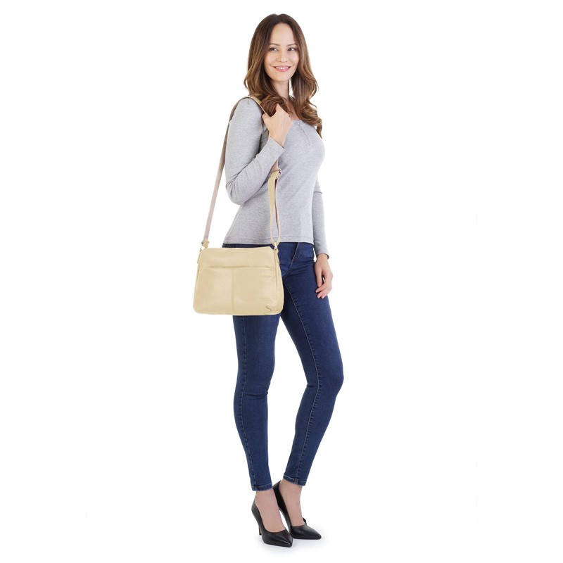 Samantha Look Women's Genuine Leather Shoulder Bag, Made in Italy,