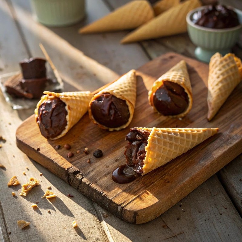 Muddy Bites Waffle Cone Snacks Bite Sized Chocolate Filled Waffle