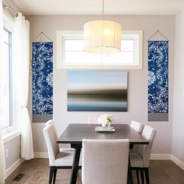 AHANDMAKER 2Pcs Blue Mandala Tapestry, Bohemian Floral Long Vertical Tapestry Wall Hanging, Indian Mandala Tassel Wall Tapestry Mystic Aesthetic Tapestry for Bedroom and Living Room(45.7x13 Inch)