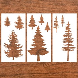 3 Pieces Christmas Pine Trees Stencils Reusable Pine Drawing Stencils Winter Holiday Fir Tree Templates Christmas Woodland Painting Stencils for DIY Art Crafts Furniture Canvas Wood Home Decoration