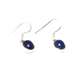 Art Gecko Blue Oval LAPIS LAZULI Sterling Silver Gemstone Earrings 925
