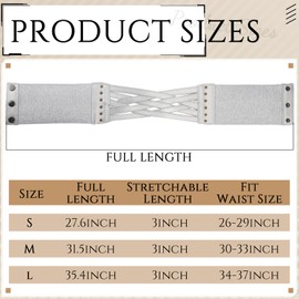 Geyoga Women Wide Elastic Waist Belt Leather Corset Obi Belt Stretchy Waistband for Dresses Ladies Fashion 4'' Wide(Silver,Small)