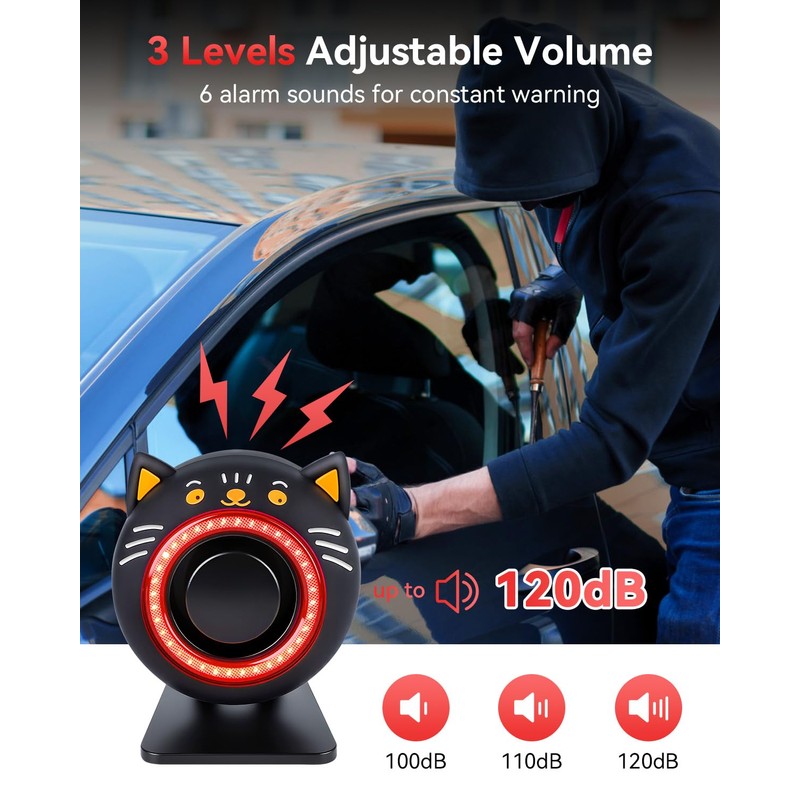Electop 120dB Car Alarm System with Motion Sensor & Sound,