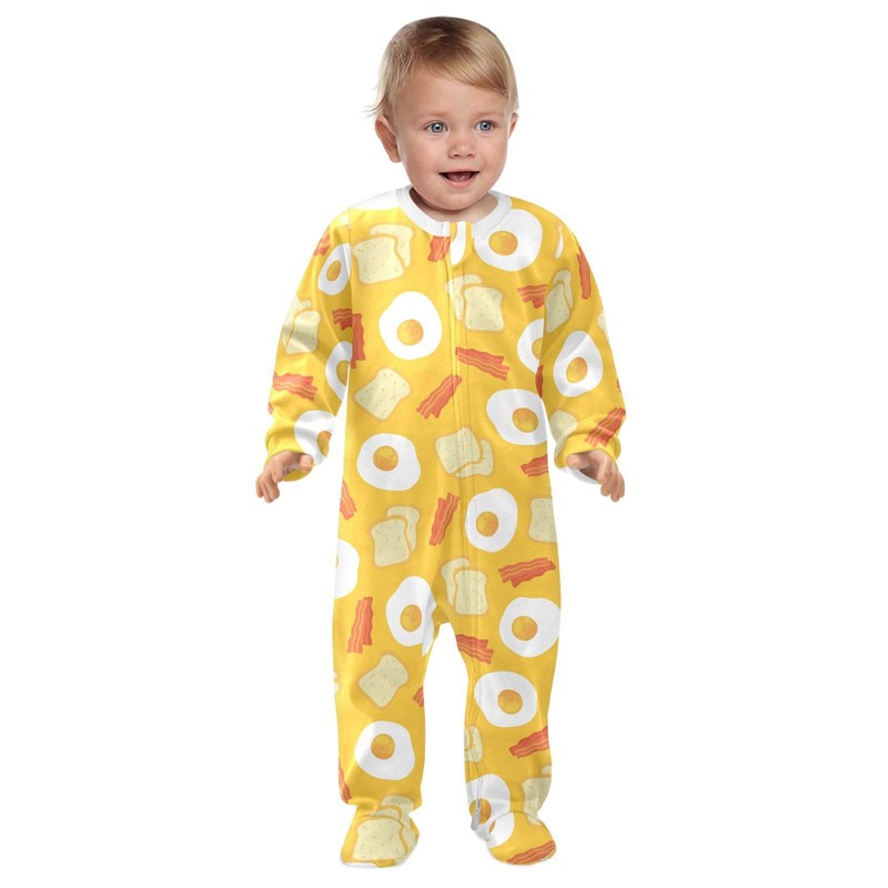 Dussdil Breakfast Eggs Toasts Bacon Baby One-Piece Footies Newborn Rompers