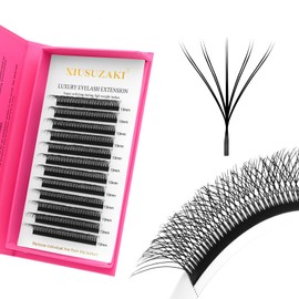 XIUSUZAKI Double Tips 5D W Lash Extension Supplies Thick w lash 0.07 D curl Mix Tray 8-15 mm Premade Fans Russian Volume Faux Mink Matte(5D-Double Tips-0.07D-14mm)