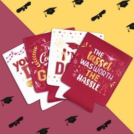 Serencatcher Graduation Can Cooler Crimson, 2025 Graduation Party Favors Congrats Grad Can Sleeves Graduation Can Beverages Sleeves Give Away Gifts for Class Of 2025 Graduation Party Decorations