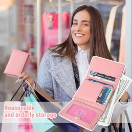 Oneroomone Women's Small Purse, Pink Purse, Short Style, Short Women's Purse, Easy Foldable, Triple Foldable, Multifunctional Purse, pink, Modern