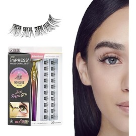 KISS imPRESS Falsies False Eyelashes, Lash Clusters, 'Voluminous', 14 mm, Includes 20 Clusters, 1 applicator, Contact Lens Friendly, Easy to Apply, Reusable Strip Lashes