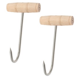 Bonsicoky 2PCS Meat Hooks for Butchering, 7 Inch Stainless Steel T Shaped Butcher Hooks for Butcher Shop, Fish Shop, Roast Duck Restaurant