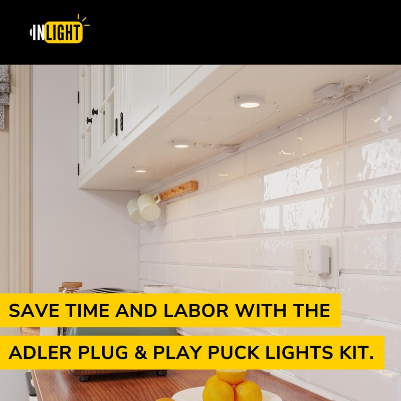 GETINLIGHT 2.75" Under Cabinet LED Puck Lights Kit, Plug-in 12V