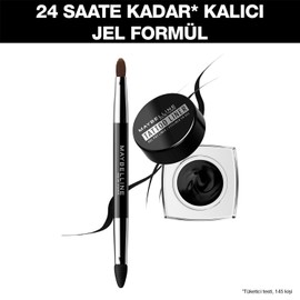 Maybelline New York Gel Eyeliner, Wasserfester und langanhaltender 2-in-1 Profi-Pinsel, Bis zu 24 Stunden Halt, Tattoo Liner Gel Pot, Farbton: 950 Blackest Black