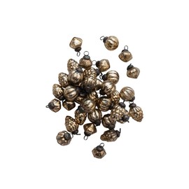 1" Mini Mercury Glass Christmas Ornaments Antique Gold Set of 36