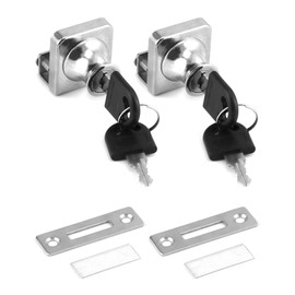 QWORK Pack of 2 Glass Cabinet Lock for Glass Doors, Cabinet Lock with 4 Keys for Door Cabinet Key Display Case
