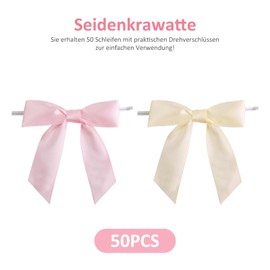 Cosswe 50 Stück Geschenkschleifen,Kleine Schleifen Deko Schmetterlingsknoten, Satin Schleifen zum Basteln für Taufe, Geburtstag, Hochzeit DIY Handwerk Karte Geschenkverpackung, Verzierungen