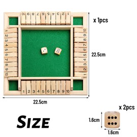 ACTOYS Shut The Box Shut The Box Game, Wooden Board Game with 2 Dice, Classic Dice Game, Folding Board Game, Dice Board, Board Games, Maths Games for Children and Adults, 4 Players