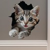 Tabby Cat Decal - Wall Hole Cat Sticker with 3D
