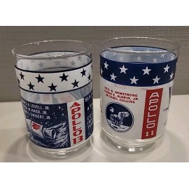 Vtg NASA Apollo 11 & 13 Moon Space Mission Eagle Drinking Glasses Astronaut 1969