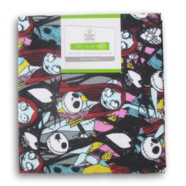 Fat Quarter 100% Cotton for Sewing Crafts - 18 x 21 Inches (Jack and Sally)