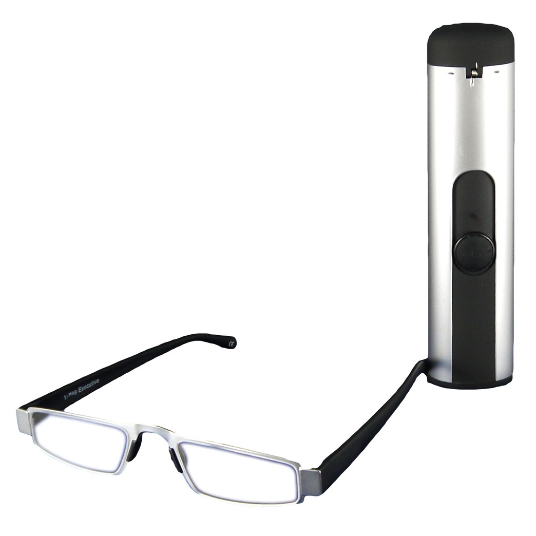 I-Mag Executive Slim Metal Reading Glasses with Slide Open Hard Case (1.00, Silver)