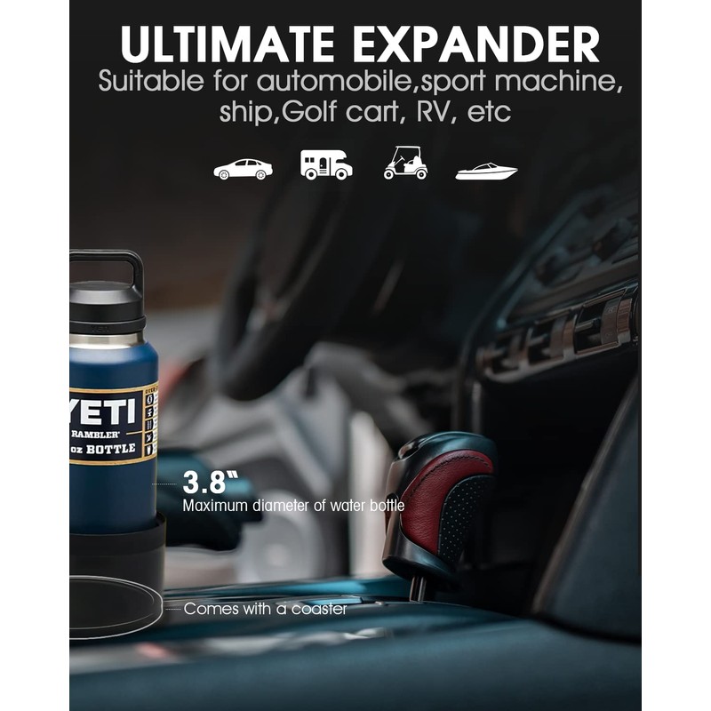 ALIENSX Upgraded Car Cup Holder Expander Adapter with Adjustable Base,