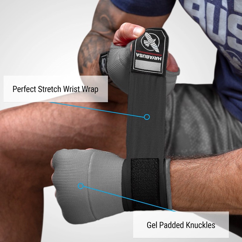 Hayabusa Quick Gel Boxing Hand Wrap Gloves - Grey, Medium