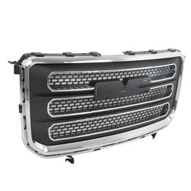 Silscvtt Front Bumper Hood Grille Black with Chrome Molding Mesh Style Replacement for GMC Acadia 2013-2016 22814533