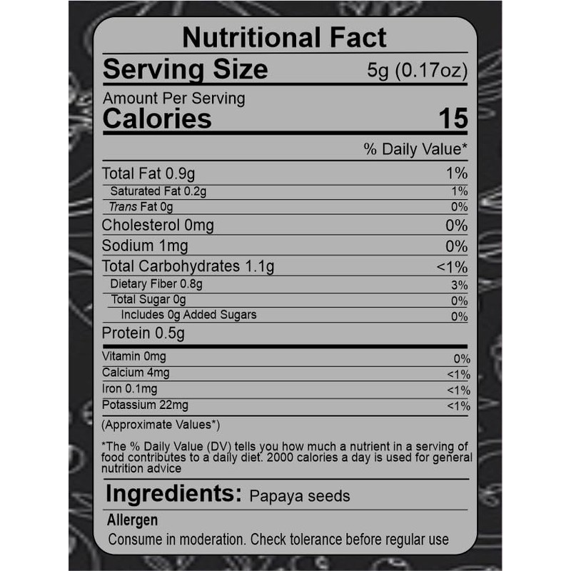 EDZZEL Natural Papaya Seeds 2 Oz / 56.70 Gram (Set