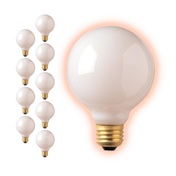 GoodBulb 25-Watt Frosted G25 Light Bulbs | Incandescent Restaurant Bulb | E26 Medium Base | 2700K Warm White 175 Lumens | Restaurant Light Bulbs | Pack of 10 Bulbs