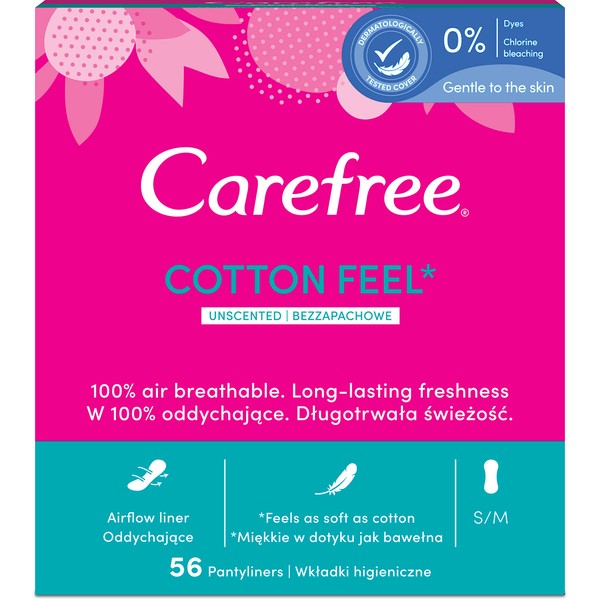 Carefree Cotton Feel Normal panty liners, 56 Count (Pack of 1)