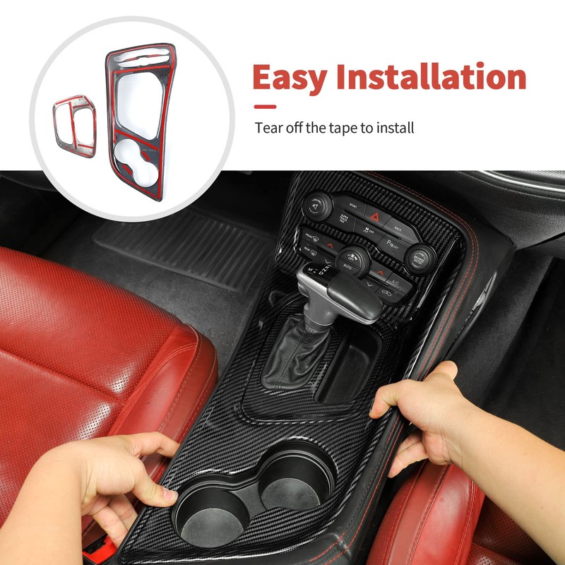 SQQP Carbon Fiber Center Console Gear Shift Panel Cover Trim