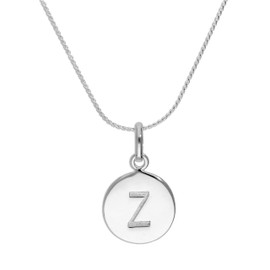 jewellerybox Sterling Silver Initial Letter Z Necklace - 22 Inches - Black