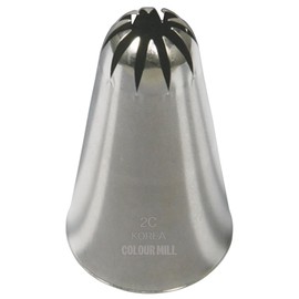 Colour Mill Stainless Steel Piping Tip 2C, Medium 10-Petal Drop Flower with Top Opening 14.5mm