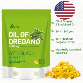 Vitamins Oil of Oregano 300 Softgels w/ Black Seed Oil Organic Herbal Supplement - USA