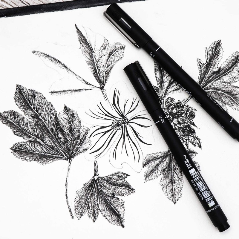 Uni Pin - Set of 6 drawing pens - black