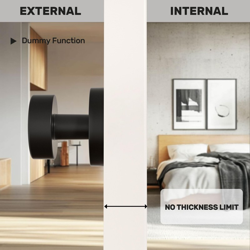 naubea 2 Pack Matte Black Dummy Door Knob Interior, Black