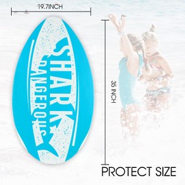 HQO LOVL Skimboard 35 inch Skim Board for Kids Adults Wooden Skim Boards with High Gloss Coat for Beach Skimboards for Beginners to Intermediate (Blue Shark)