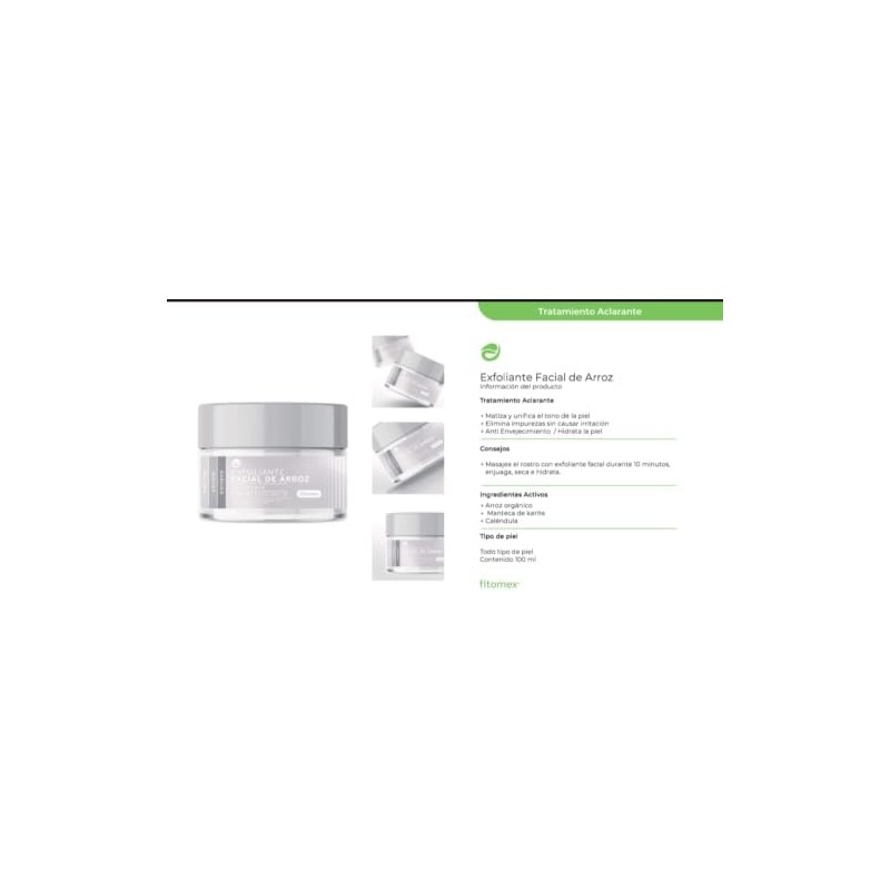 Exfoliante Facial de Arroz Aclarante, Natural, 100 ml