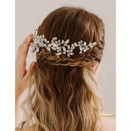 Teyglen 3pcs Teyglen Crystal Bride Wedding Hair Pins Bridal Rhinestone Hair Pins Set Handmade Blue Black Red Crystal Hair Pieces Wedding Hair Accessories for Bride Women Girls (Silver)