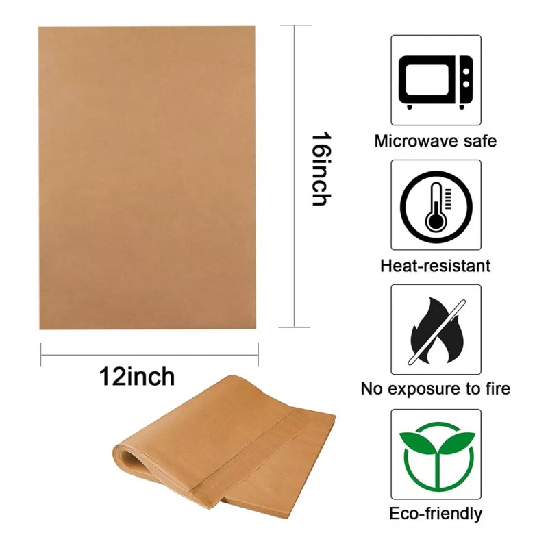 SANBREVE 100 Hojas Papel Para Hornear Pergamino Antiadherente