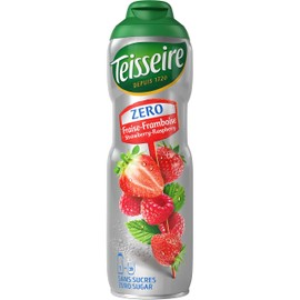 Teisseire Strawberry-Raspberry (Fraise - Framboise) Zero - Sugar Free for Soft Drinks 6 x 600 ml
