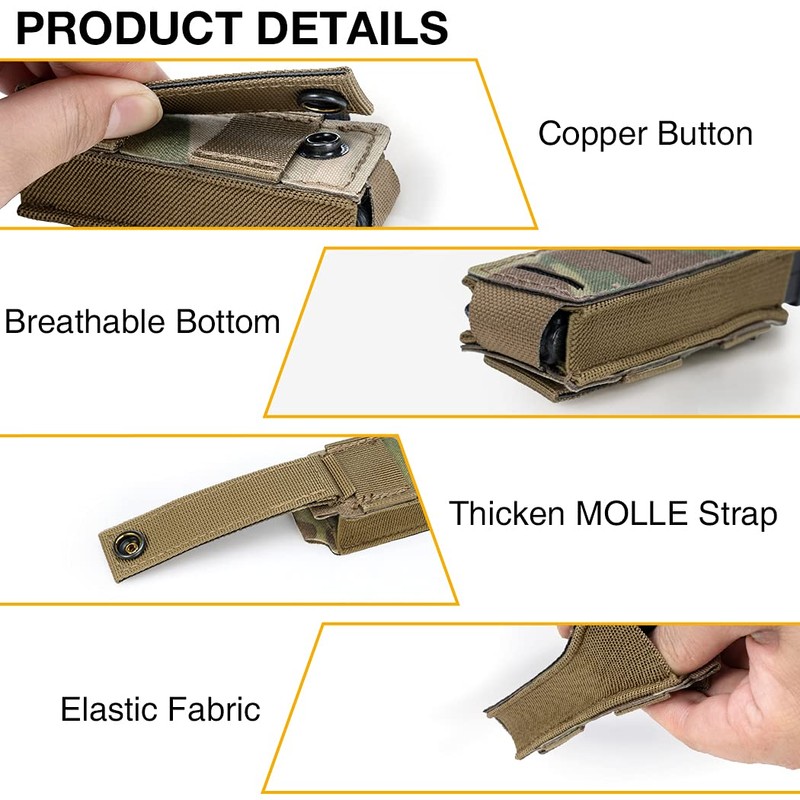 IDOGEAR Single Pistol Mag Pouch Elastic Molle Top Open Pouch