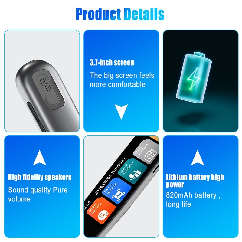 CDIYTOOL Scan Translator Pen, Portable 142 Language Translator Device, Voice