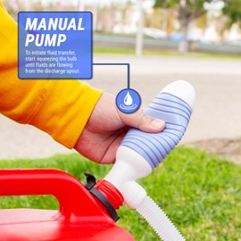 TERA PUMP 5 GPM Heavy Duty Manual Fuel Transfer Pump Siphon, Fast Flow, Flexible Suction Tube, Hand Siphon Pump for Flooded Areas, Gasoline, Diesel, Light Oils, Kerosene, Non-Potable Water