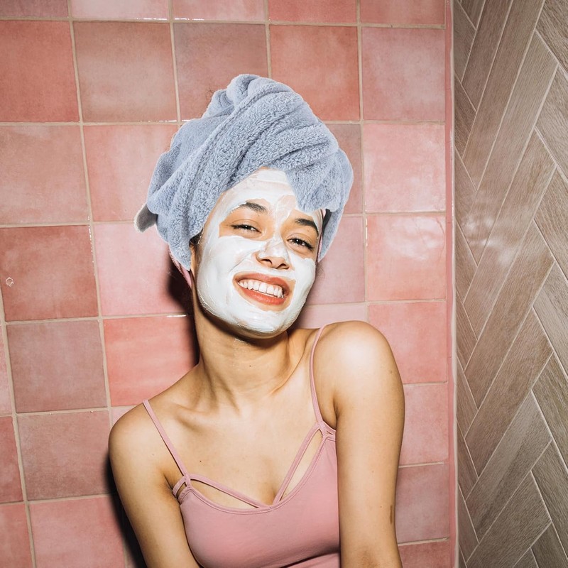 Toalla de Microfibra para Secar el Cabello, Toalla Cabeza Azul,