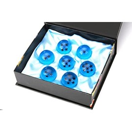 Hovico 7pcs 76 MM Collectible Crystal Acrylic Resin Glass Ball with Gift Box Dragon Transparent Play Balls (Blue)